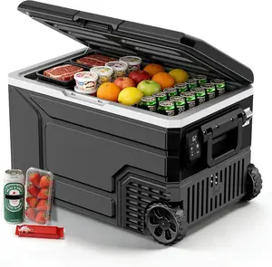 12 Volt Refrigerator,68QT(64L)Electric Cooler Compressor, -4℉~68℉ Portable Refrigerator,Car Fridge 12/24V DC 100-240V AC Portable Freezer with Wheels&2 Baskets for Camping,RV,Car