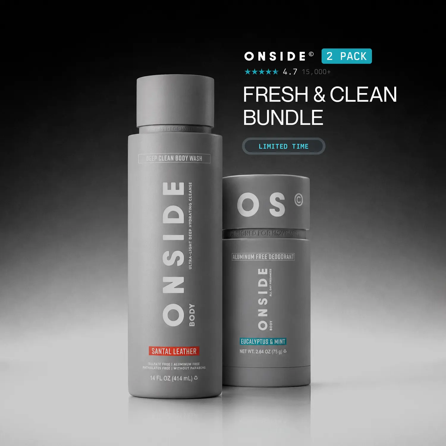 ONSIDE Fresh & Clean Bundle | Aluminum Free Deodorant and Deep Clean Body Wash