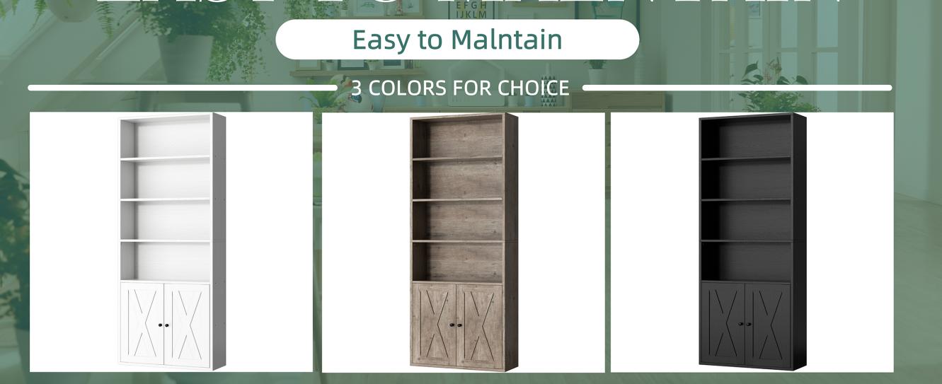 Walsunny 70 inch bookshelves / Bookcases, Floor Standing Display Storage Shelves, Tall Bookcase for Bedroom, Living Room, Office, Black/Brown/White