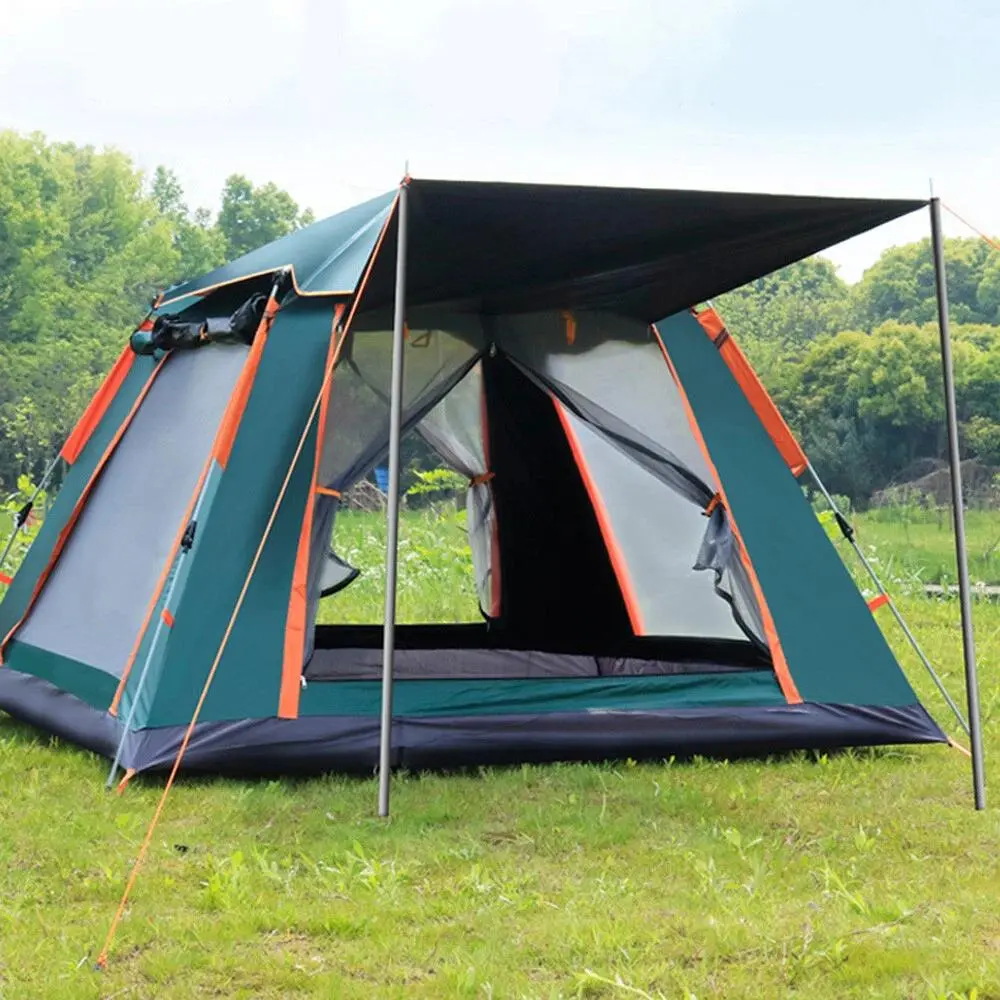 3-4 Person Automatic Pop Up Camping Tent, Portable Sun & Rain Resistant Outdoor Tent with 5 Adjustable Vents, Coverable Openings for Wind Block & Ventilation, Ideal for Hiking Picnic Beach      # family camp      Festival tent shade quiet canopy