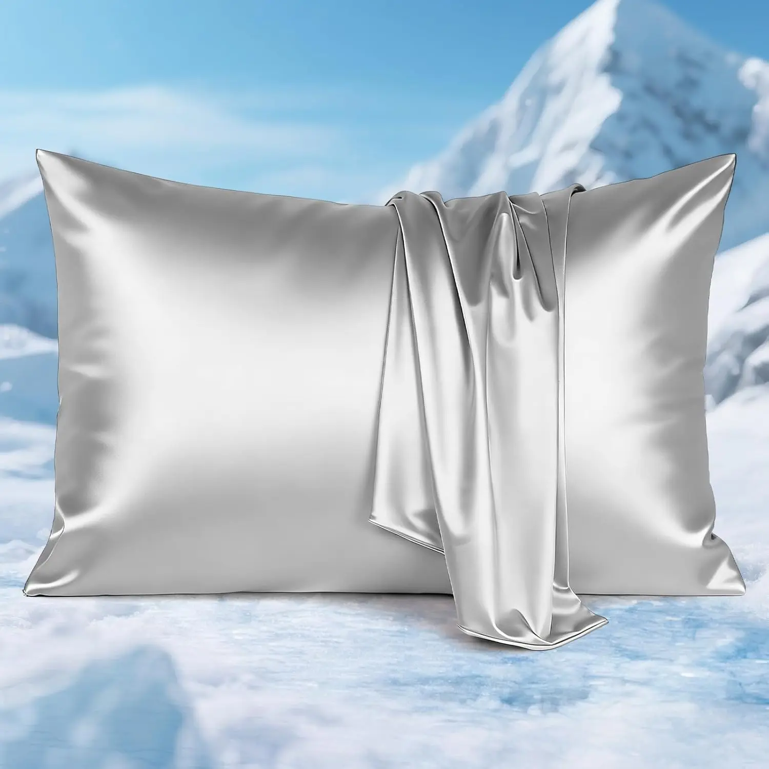 Elegear Silky Satin Cooling Pillow Cases, 2 Piece Ultra Soft and Cooling Pillow Cases, Arc-Chill 3.0 Pillow Cases for Hot Sleepers,Gentle on Hair and Skin,Zipper Cooling Pillow Cover,Machine Washable