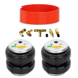 TORQUE Universal Air Bags Suspension Kit Airbag Spring 1/2" NPT Single Port Double Bellow Standard Up to 5,000LBS, Includes Air Line Kit (Replaces Air Lift Dominator 2500 D2500) (TR5902, TR2014AS)