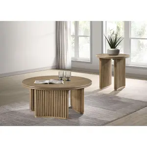 Adina Coffee Table Set Distressed Light Brown