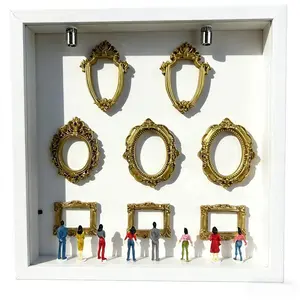 DIY Mini Museum Silhouette Shadow Box Kit – Custom Photo Display Frame with Mini Figurines for Personalized Memory and Home Decor (Black)