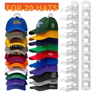 TikTok Viral Hat Organizer 2 Pack, Holds 20 Caps Without Creases, Strong Adhesive/Screw Wall Hat Hanger for Closet Door Bedroom, Must-Have Home Organization Hat Storage
