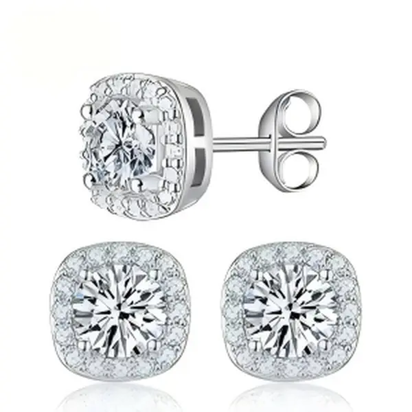 0.3ct / 0.5ct / 1ct / 2ct Simulated Diamond Stud Earrings, Unisex S925 Sterling Silver Soft-Needle Fine Jewelry, Moissanite & Cubic Zirconia Design | 2026 Must-Have Trend Alert New Arrival with Authenticity Certificate
