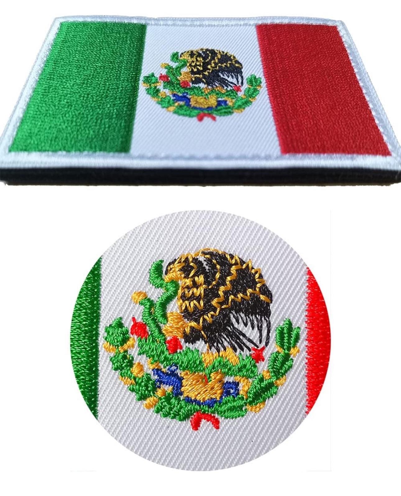 2/4pcs Mexican Flag Embroidered Patches - Vibrant Green, White & Red Design with Eagle & Serpent Coat of Arms - Iron-On Decor for Backpacks, Hats, and Clothing