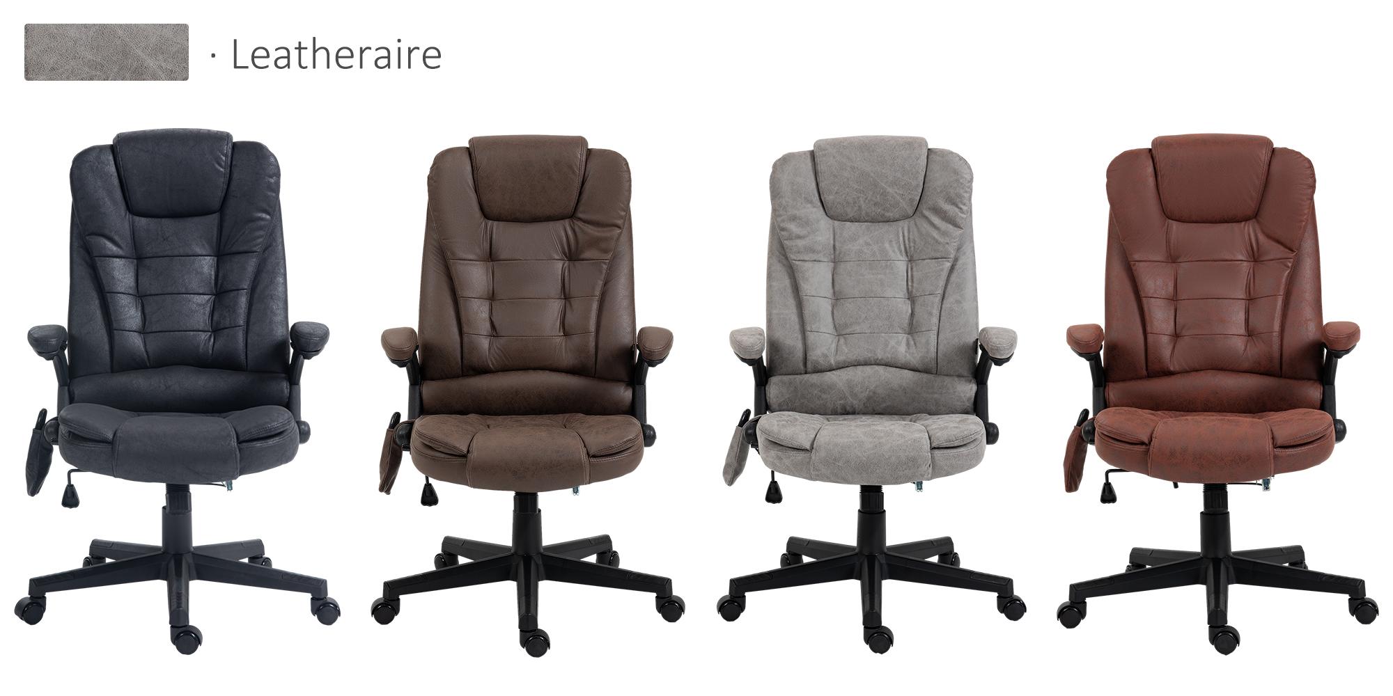 HOMCOM 6 Point Vibrating Massage Office Chair with Heat, High Back Executive Office Chair with Reclining Backrest, Padded Armrests, Swivel Wheels, Computer Desk Chair with Remote Control