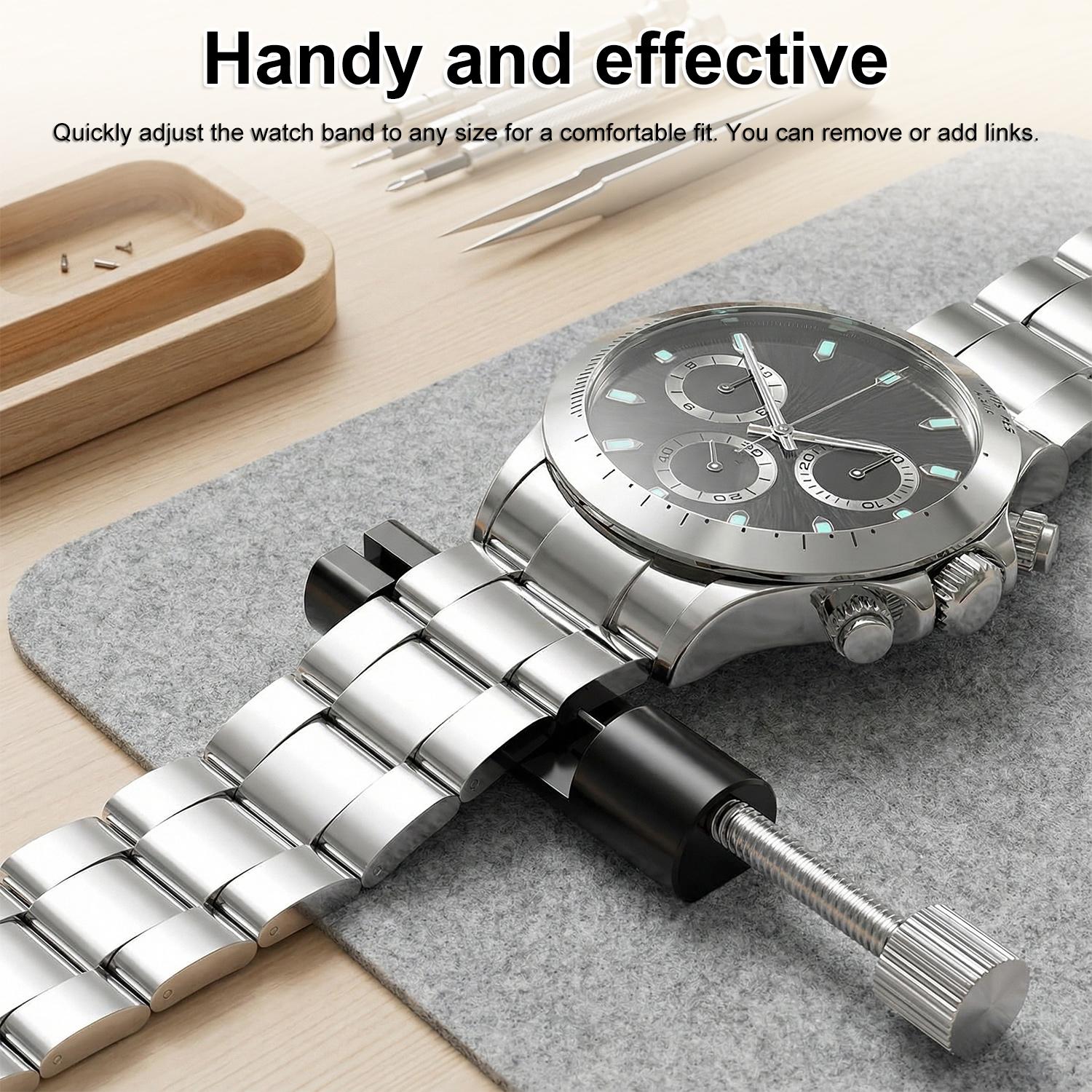 Watch Link Removal Kit, Tools to Adjust and Remove Bracelets, Pin Remover for Sizing Strap, Watch Band Adjustment Tool Kit with Extra Replacement
