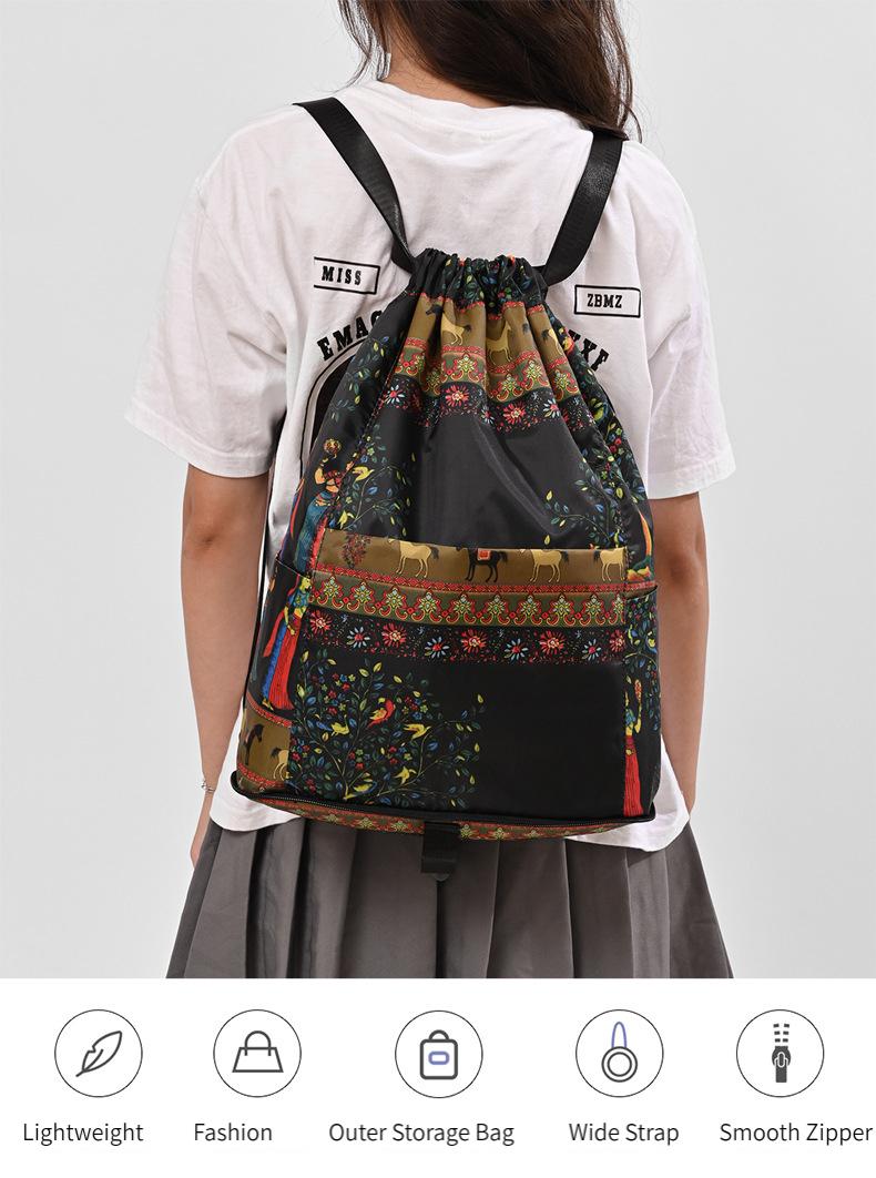 Foldable Drawstring Lightweight Backpack Portable Stylish Large Capacity Travel Storage Bag Basketball Bag
