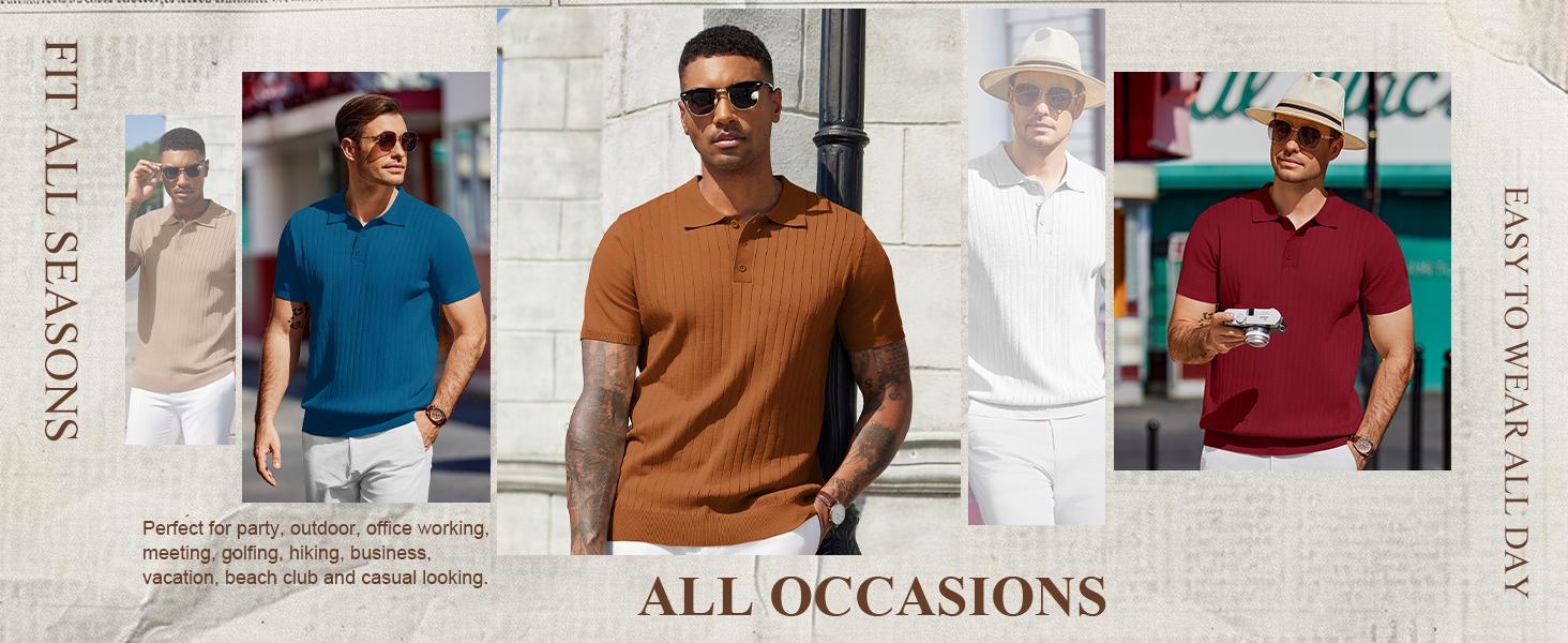 COOFANDY Men's Knit Polo Shirts Short Sleeve Ribbed Knitted Shirt Summer Lightweight Casual Golf Shirts COOFANDY Men's Knit Polo Shirts Short Sleeve Ribbed Knitted Shirt Summer Lightweight Casual Golf Shirts