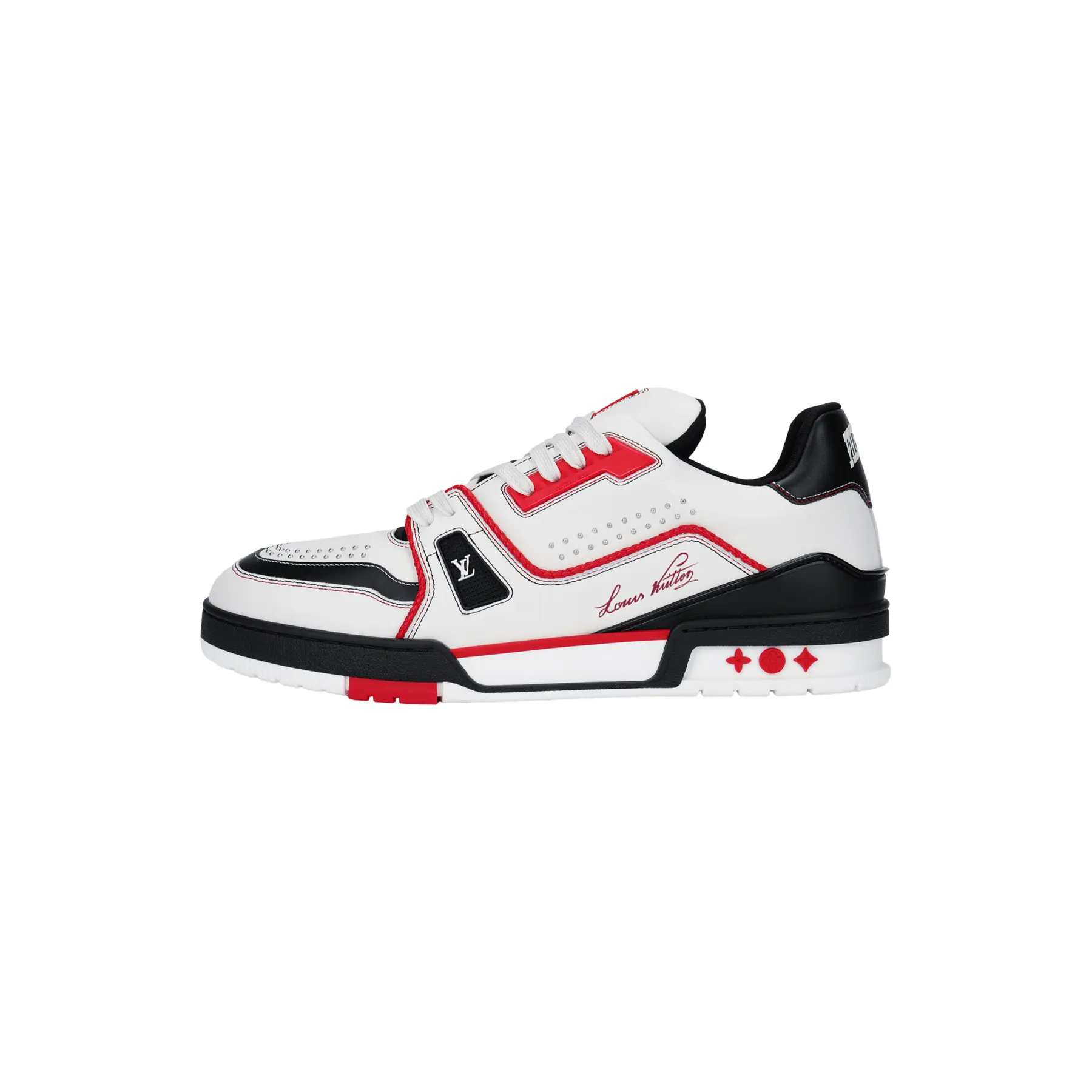 LOUIS VUITTON Calfskin Round-Toe Lace-Up Low-Top Closed Casual Trainer Footwear - Unisex Red & Black Trending Shoes, Maison Mihara Verifiable with Credentials & Global Authentication Support