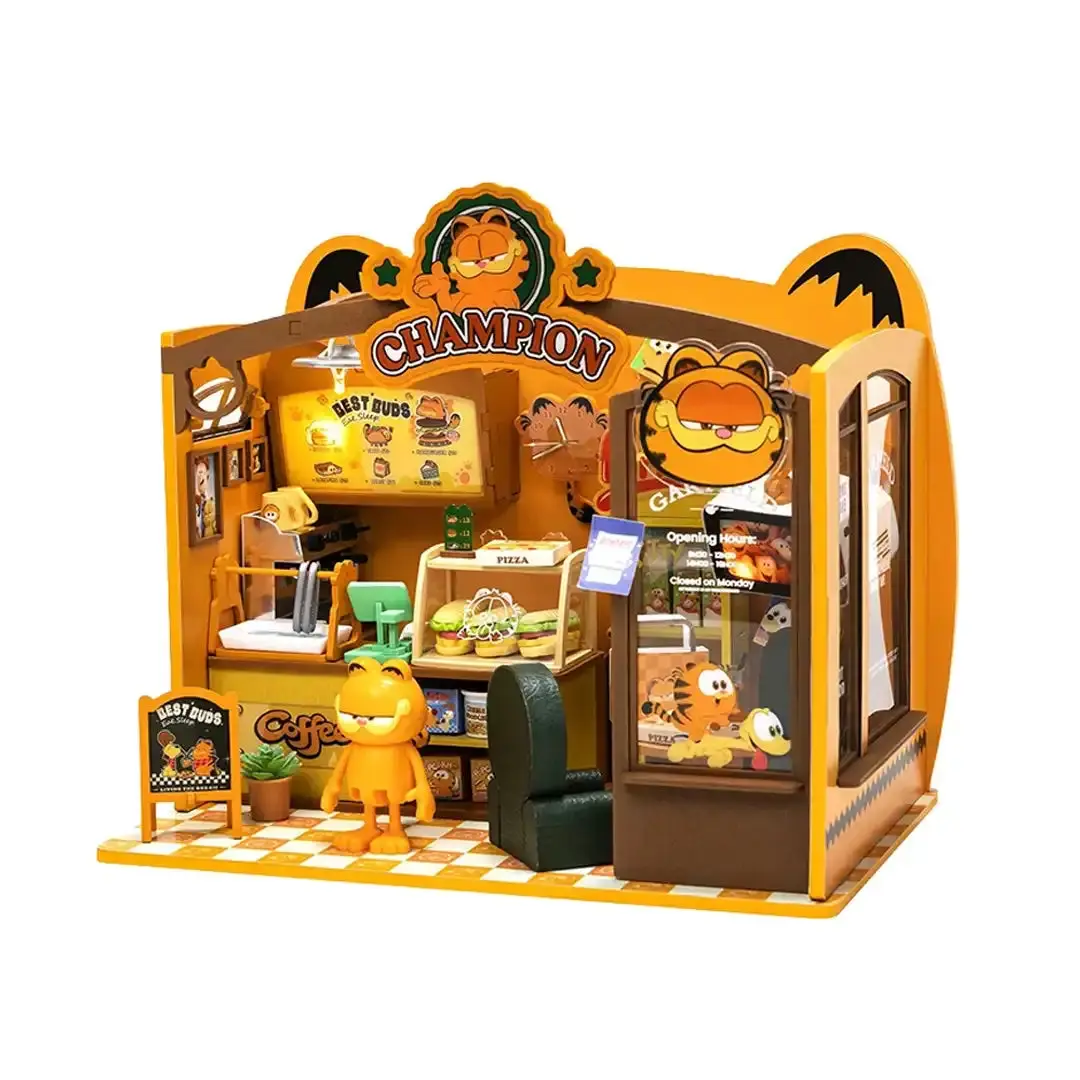 Puremind Garfield Café Wooden Building Set, DIY Building Model, Classic Novelty Toy for Hobbies