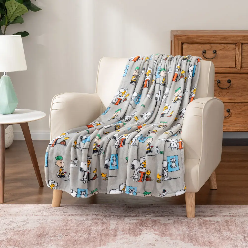 Berkshire Peanuts VelvetLoft Throw, Official Peanuts Snoopy Plush Throw Blanket, Ultra Soft VelvetLoft Cozy Couch Blanket, Charlie Brown Nostalgic Gift Idea, Machine Washable 50" x 60"