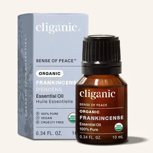 Cliganic Organic Frankincense Aromatherapy Essential Oil - 100% Pure, Unrefined Diffuser Oil, USDA-Certified, Vegan, Enhances Emotional Grounding, Encourages Tranquility, Elevates Environment Anxiety Relief Products