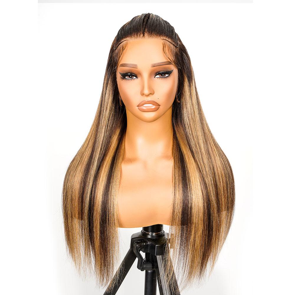 [LIVE SUPER DEAL] West Kiss Pre Braided Glueless 13x4 Lace Frontal Wig Highlight Straright Hair Human Hair Wig Pre Plucked Pre Everything Wig