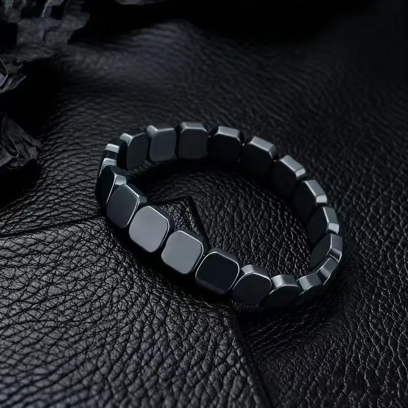 Hematite Bracelet for Men Natural Stones Handmade Bracelets, Adjustable Stretch Fit Minimalist Grounding Jewelry, Reignites Masculine Energy Male Healing Bracelets for Men Inspirational, Stylish Masculine Asscessory Gift