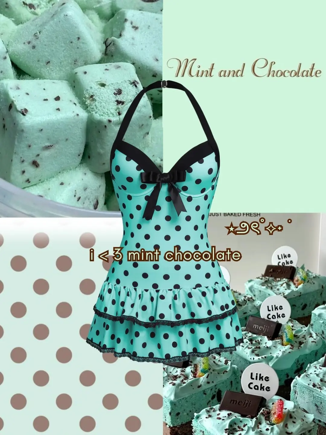 Blue 1940s Halter Polka Dots Bow One-Piece Swimsuit Chocolate Mint Stretch Mintvacation swimwear for women cute summer outfits Beachswimsuits