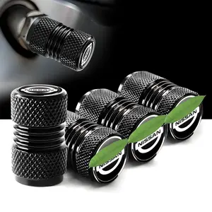 4-piece set of tire valve caps for Nissan models, corrosion-resistant, universal aluminum alloy dust caps, made of metal, dustproof and waterproof, durable, suitable for cars, bicycles, and motorcycles, practical!