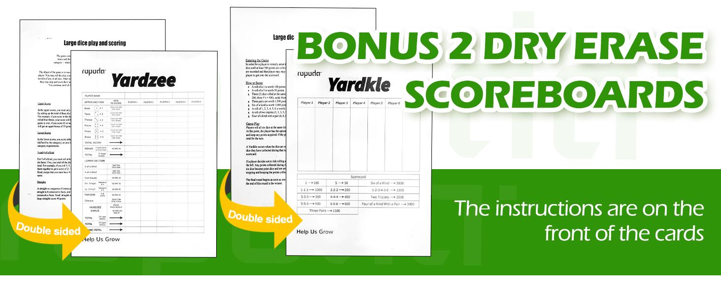 (Summer Turn-Up)Ropoda Giant Wooden Yard Dice Set - 3.5" Dice, Double Sided Scoreboard, Water Resistant, Collapsible Bucket, Dry Erase Marker - Perfect for Outdoor Games, BBQs, Beach, and Grad Parties, Summer Turn Up & Father's Day Deal