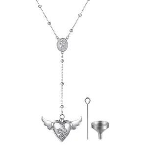 Memorial Keepsake Necklace: Y-Shaped Stainless Steel Openable Heart Urn Pendant with Spoon Cremation Jewelry for Remembering Loved Ones and Long-Distance Relationships