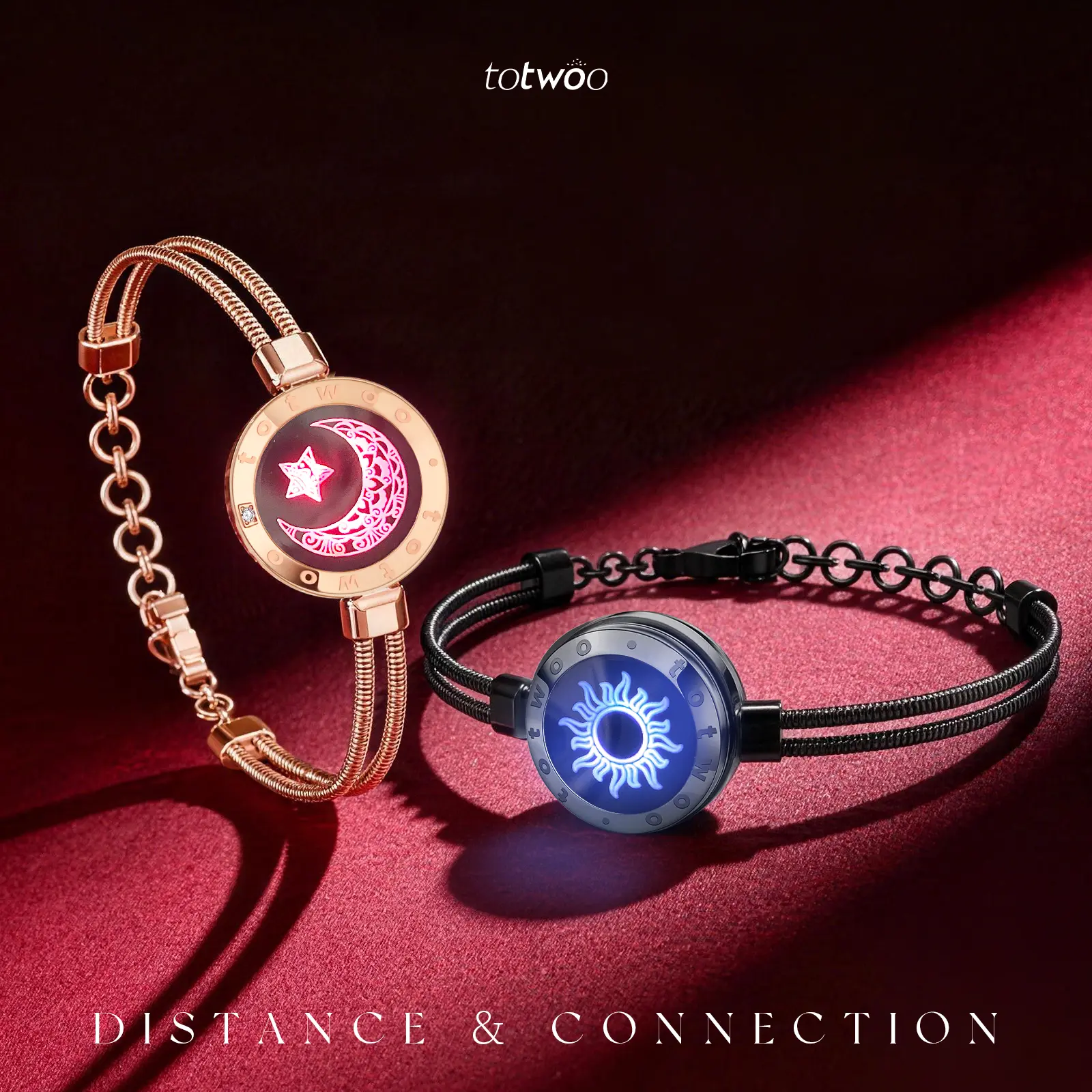 Totwoo Luxury Smart Bond Touch Couple Bracelets, Long-Distance Connection Jewelry, App-Enabled Touch-to-Send Light & Vibration, Personalized Love Code, Elegant Gift for Couples, Bond Touch Bracelets