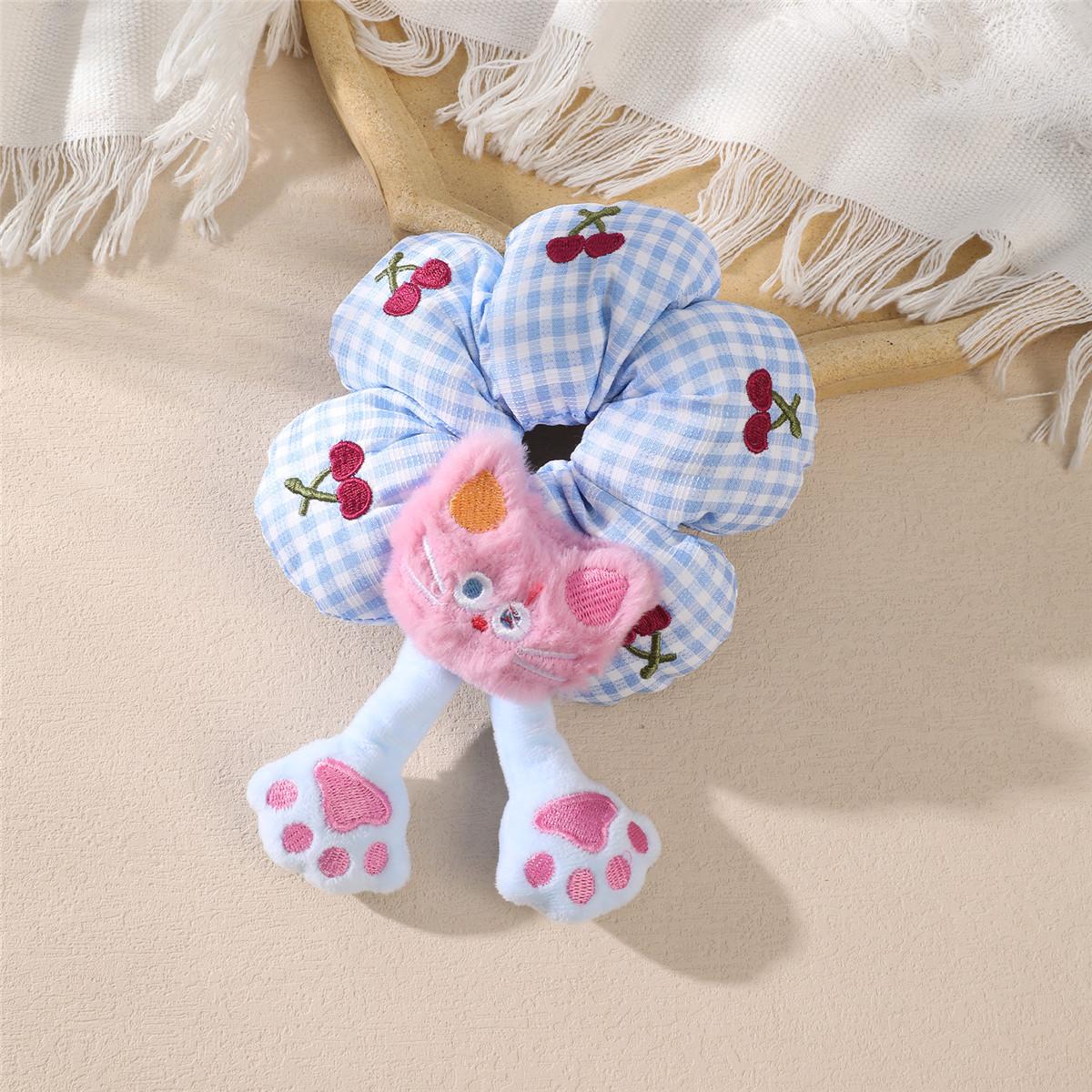 AWAYTR 1/2Pack Cute Cat and Chick Shapes Hair Scrunchies Cartoon Big Hair Ties for Women's,Elastic,Hair Scrunchies Set Rubber Bands Ponytail Holders Party Costume Hair Accessories