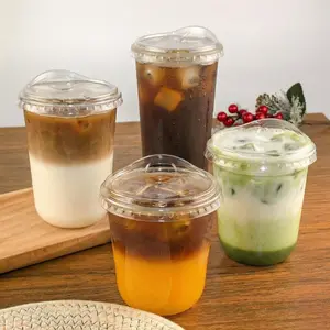 Summervibes 50 Sets of Disposable Plastic Cups with Lids for Milk Tea & Iced Coffee Lightweight & Versatile for Dining Work Home Use Includes Straws & Water Bottles