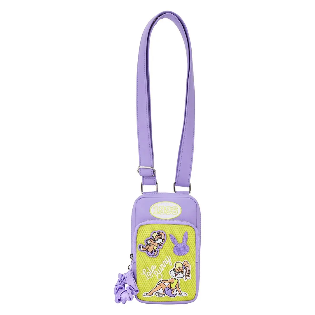 Loungefly Lola Bunny Crossbody Purses for Women, Fashionable Knit & Plush Bag with Faux Leather Trim, Lightweight Adjustable Casual Sling with Graphic Embroidery, Fashionable Bags, Zip, Basic