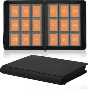 Toploader Binder,Trading Card Binder Storage Hold up 288 Cards 9-Pocket Top Loader Binder with Sleeves for 3"X4" Rigid Toploaders Hard Cases (9Black) MOSLA