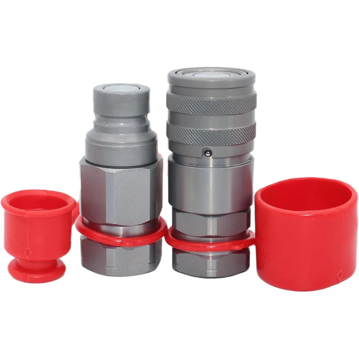 FFH 3/4'' SAE-12 Skid Steer Bobcat Flat Face Hydraulic Quick Connect Couplers Hydraulic Disconnect w/Dust Caps