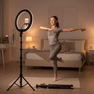 12 Inch Ring Light on 160cm Tripod, 3-Color Adjustable Lighting with Secure Phone Holder, Essential for High-Quality Video Recording and TikTok Lives #ring lights tripod # Rechargeable Dimmable Selfie #Mother's Day Gift