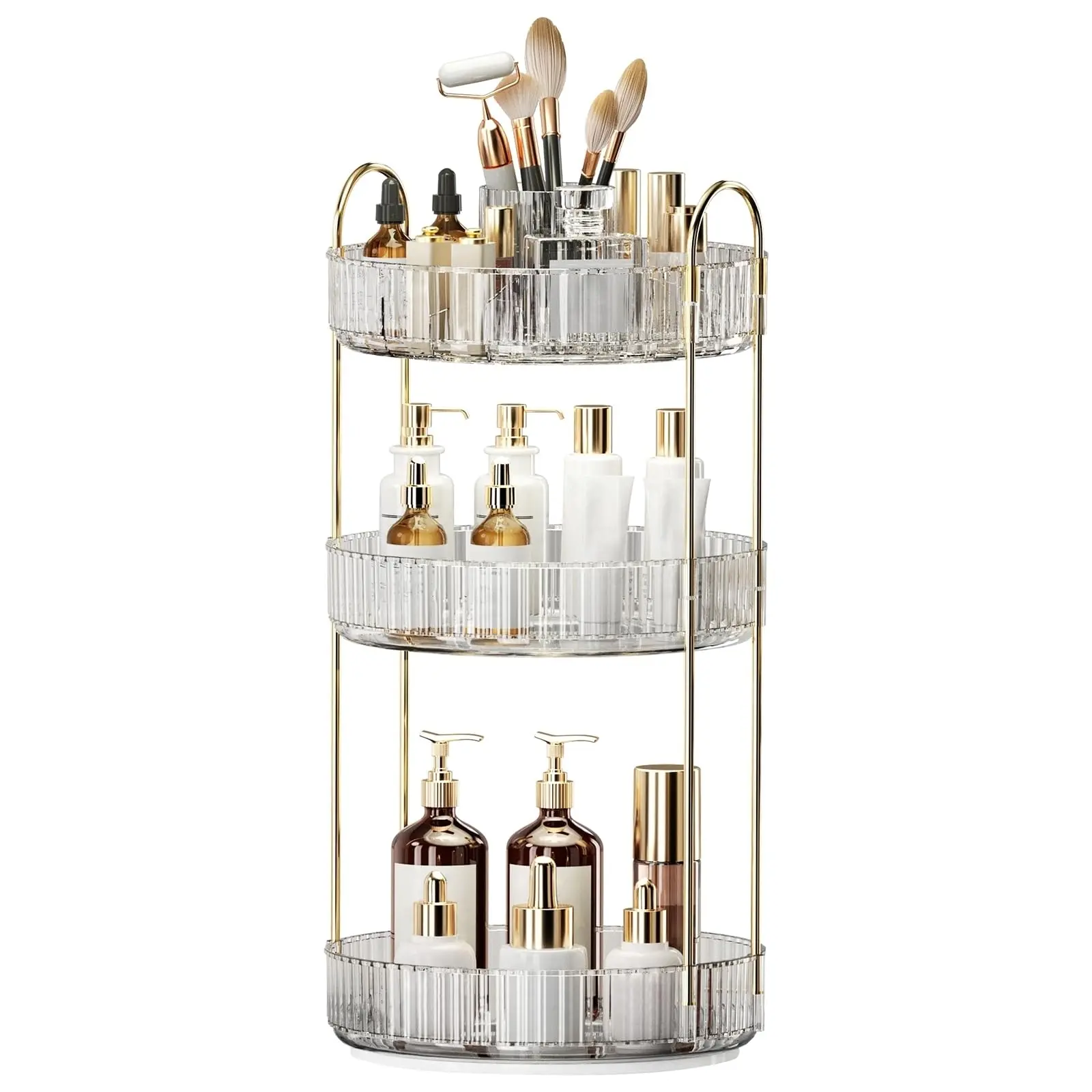 3 Tier Rotating Makeup Organizer for Vanity, Bathroom Counter Organizer,Large Capacity Skincare Perfume Storage,  360 Spinning Cosmetic Dresser Countertop Organizers Transparent,,dorm essentials,home decor,dorm room inspo,college dorm essentials,dorm haul