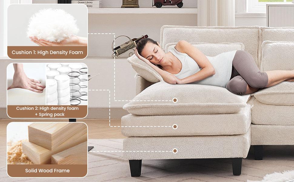 【3 Packages】110" U Shaped Couch,Modular Sectional Sofa with 4 Waist Pillows,Sleeper Deep Seat Couch with Double Chaise Lounge & Memory Foam for Living Room 【3 Packages】110" U Shaped Couch,Modular Sectional Sofa with 4 Waist Pillows,Sleeper Deep Seat Couch with Double Chaise Lounge & Memory Foam for Living Room
