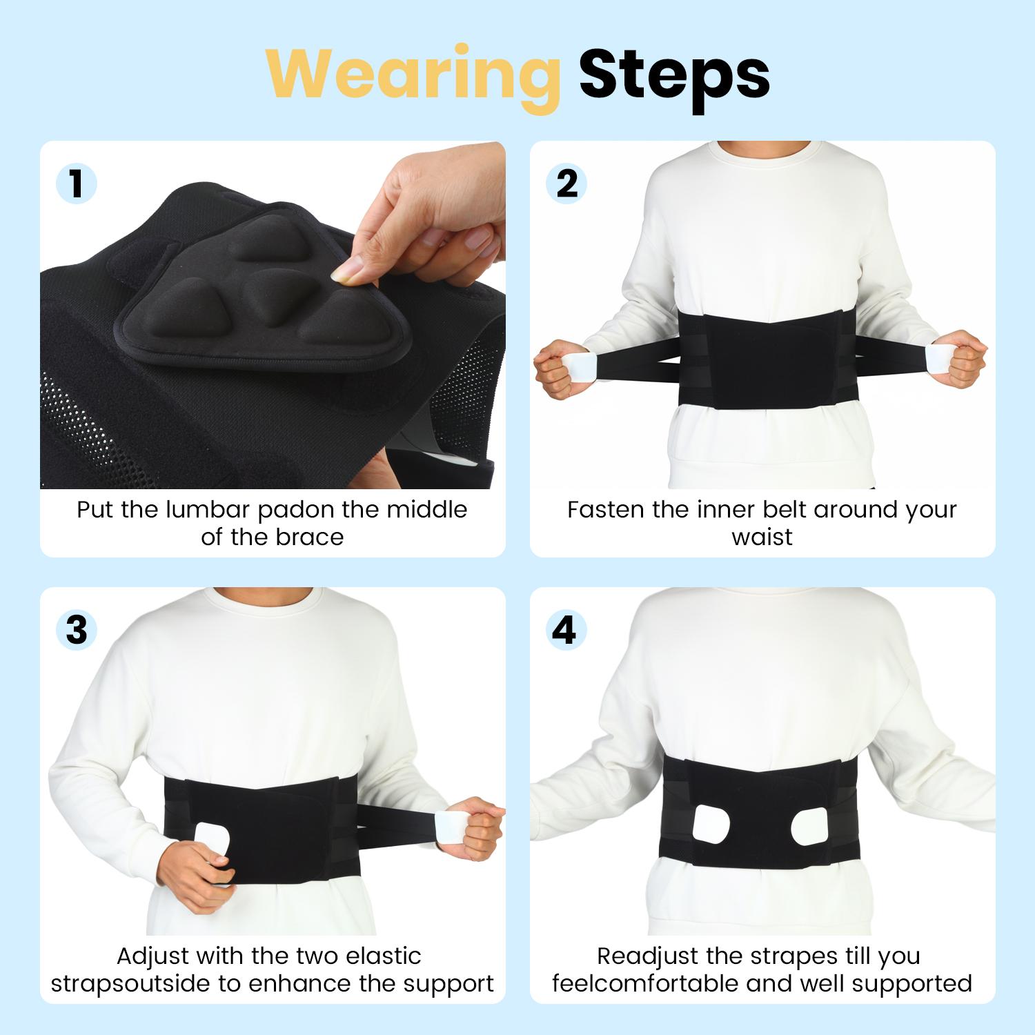 Back Brace Support Belt-Lumbar Support Back Brace for Back Pain, Sciatica, Scoliosis, Herniated Disc Adjustable Support Straps-Lower Back Brace with Removable Lumbar Pad for Men & Women summerwins