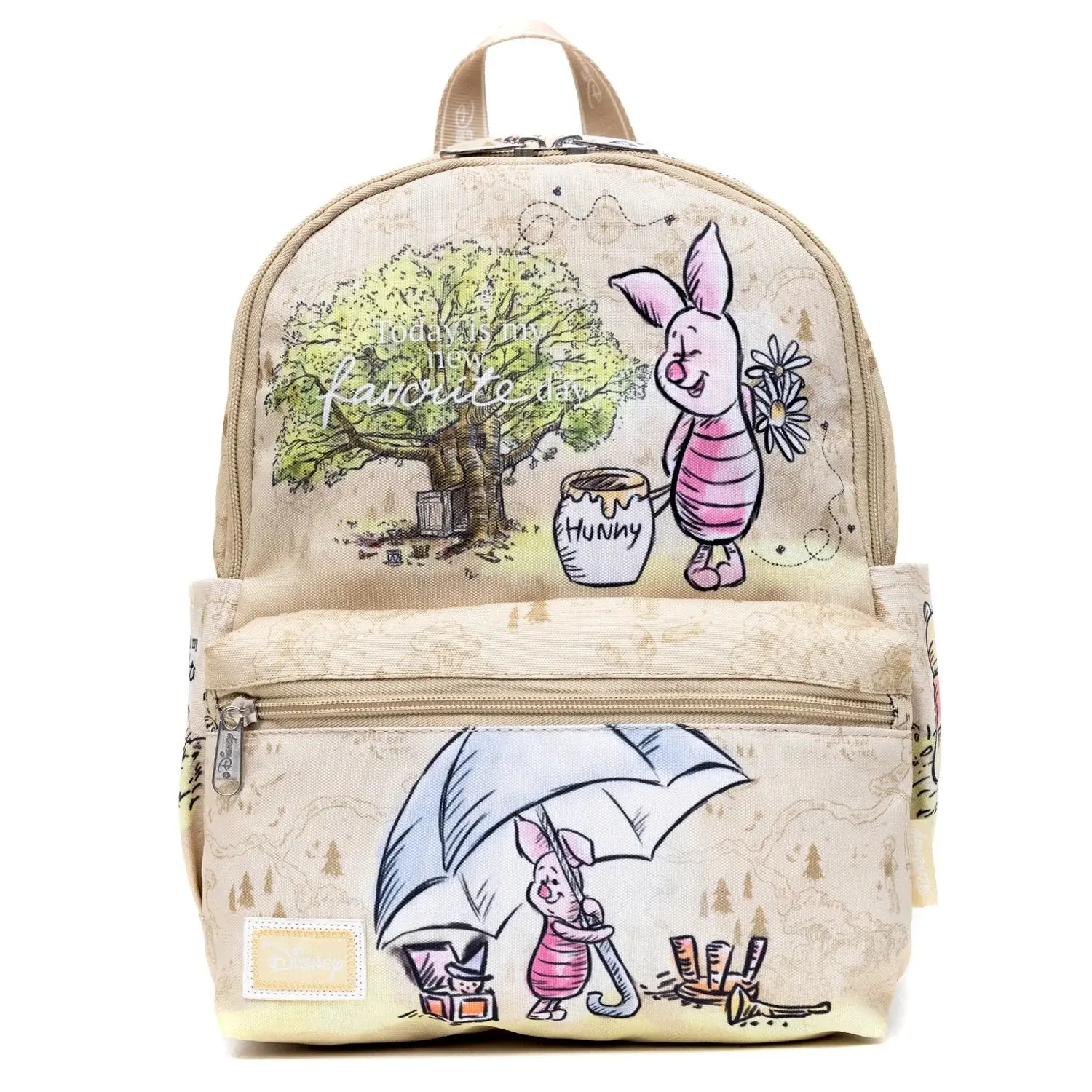 Women's Piglet Character Art Mini Backpack, Casual Printed Nylon Bag for School with Multiple Zippered Pockets, Casual Printed Backpack, Backpacks For Women, Mini Backpack Purse