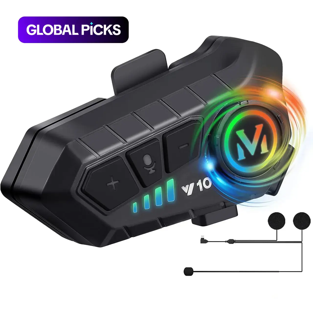 Rechargeable Motorcycle Helmet Speaker, Motorcycle Accessory, Moto Accessories, IPX6 Waterproof Helmet Earphones with Hands-Free Calling and Music Control, Compatible with All Helmets