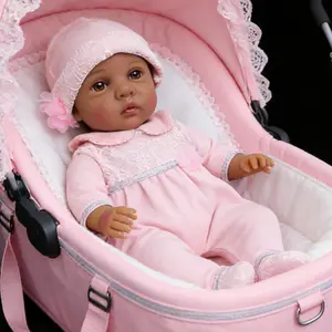 Realistic Black Girl Reborn Baby Doll 16 Inches Soft Body Hand-Painted Blushing Poseable Head Limbs Fits Preemie Newborn Clothes Perfect Gift for Kids Moms Collectors Seniors