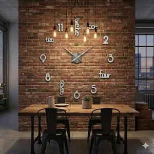 Large Modern Art Deco Wall Clock – Silent Non-Ticking Acrylic Decorative Wall Clock for Living Room, Bedroom & Office (Black)