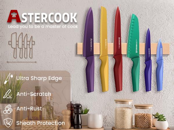 Astercook Paisley Knife Set – Cook with Love, A Thoughtful Valentine’s Day Gift for Home Cooks, 6-Piece Colorful Kitchen Knife Set Utensils Breadknife Kitchenware Block Astercook Paisley Knife Set – Cook with Love, A Thoughtful Valentine’s Day Gift for Home Cooks, 6-Piece Colorful Kitchen Knife Set Utensils Breadknife Kitchenware Block