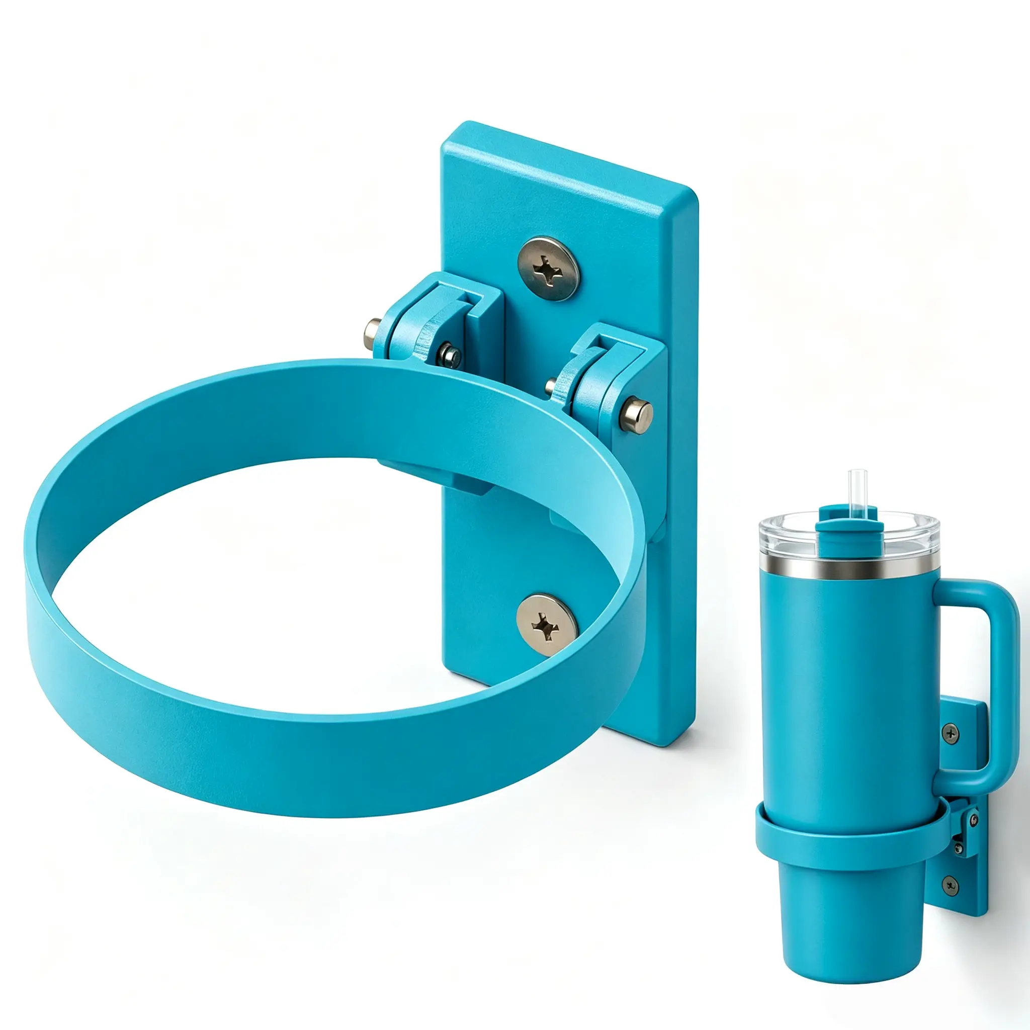 Foldable Magnetic Cup Holder for 20-40oz Tumblers with Handles, Triple Strong Magnets, Water Bottle Holder for Desk, Fridge, Gym, Car, RV, Game Day -Blue
