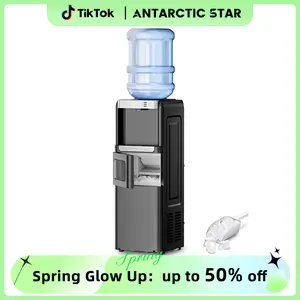 Antarctic Star 3-in-1 Hot and Cold Water Cooler Chiller System Dispenser with Built-in Ice Maker, for 3 to 5 Gallon Bottle Water Dispenser，with Child Safety Lock，Black