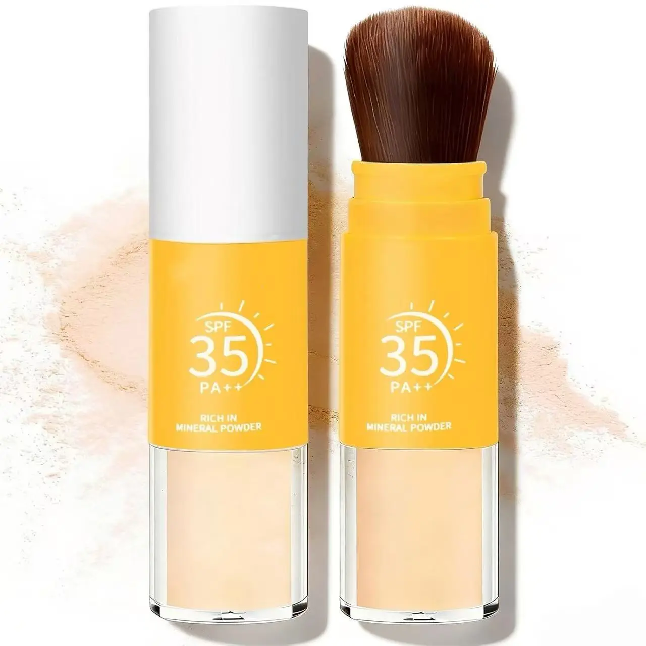 Mineral Powder Sunscreen for Face Scalp & Hair,SPF 35 Brush on Sunscreen Setting Powder,Translucent Powder,Travel Size Sunscreen,Beach Essentials,Oil Control Natural Matte Finish