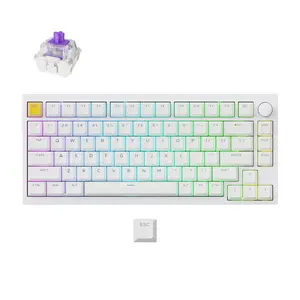 Keychron Lemokey P1 HE Wireless Magnetic Switch Gaming Keyboard, All-White 75% Full Aluminum CNC Body, Hall Effect Rapid Trigger, Snap Tap, South-facing RGB Backlit, Double-shot Shine-Through Keycaps, Tri-Mode, Gasket Mount Custom Esports Board