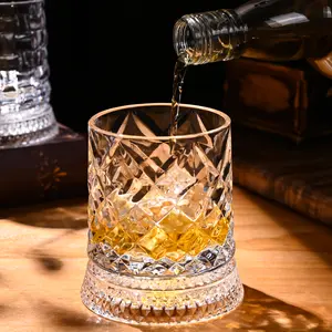 Spinning Whiskey Glasses Luxury 360° Spinning Crystal Glass – Stress Relief Whiskey & Wine Glass Elegant European Barware Gift Rotating Glass Cup Spinning Glass Cup