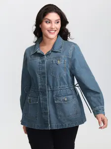 【Transitional Jacket 】BLOOMCHIC Adjustable Waist Drawstring Denim Jacket 2026 Summer Vibes Swimweek
