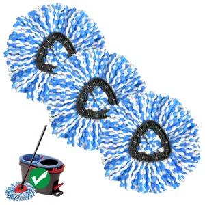 2-Tank Spin Mop Replacement Head, 3 Pack Mop Head Replacement, Microfiber, Machine Washable, Easy to Replace and Deep Cleaning fluffy