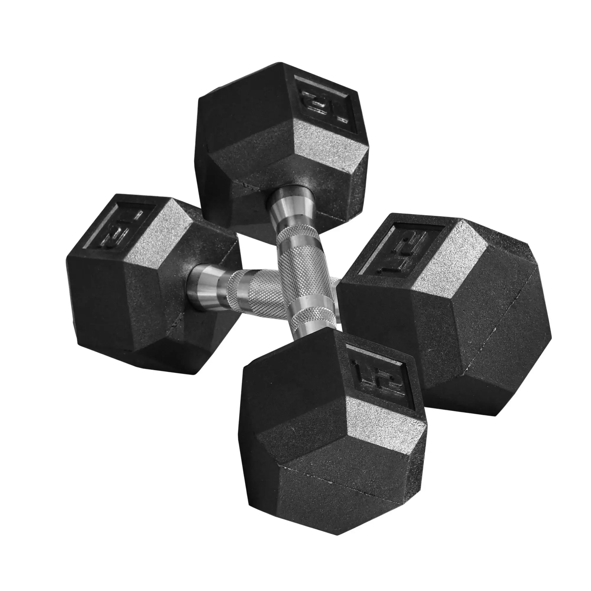 Soozier Unisex Steel-Rubber Hexagon Dumbbell Set (2 x 12lbs) - Non-Slip Textured Ergonomic Curved Handles, Anti-Roll Weights, Safe on Hardwood & Tile, for Home Gym Weight Lifting Functional Training Workout, Full Body Workout