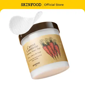 [SKINFOOD Official] Carrot Carotene Calming Water Toner Pads | Korean Skin Care Toner Pad for Face, Deep Hydrating, Soothing, After Sun Skincare for Sensitive Skin, Redness Relief, 100% Cotton, 8.81 oz (60 Pads)