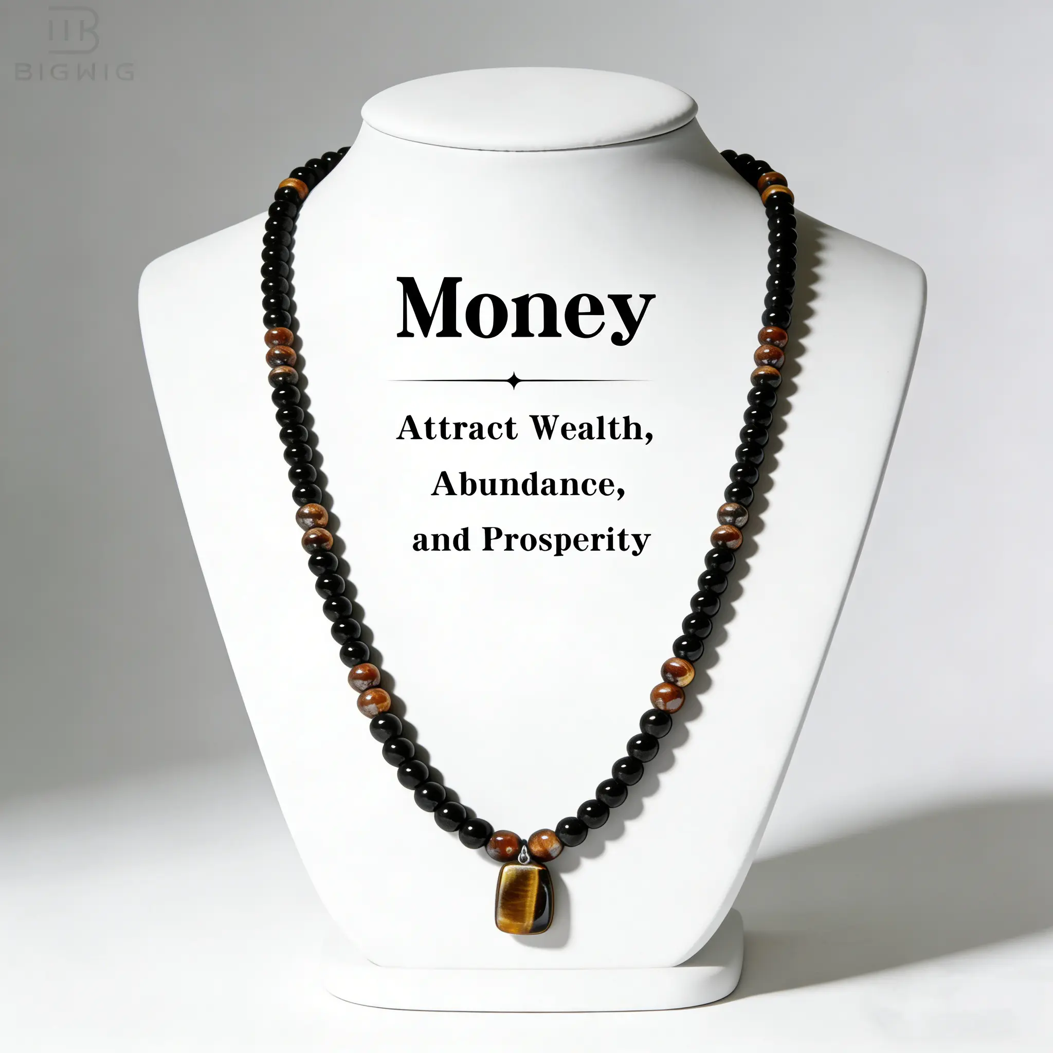 1pc Money Attraction Necklace With Natural Black Obsidian & Tiger Eye Pendant Necklace, 27" Retro Long Chain Necklace, Daily Wear Jewelry Gifts for Men and Women, Birthday Gift, Valentine's Day Gift travelessentials
